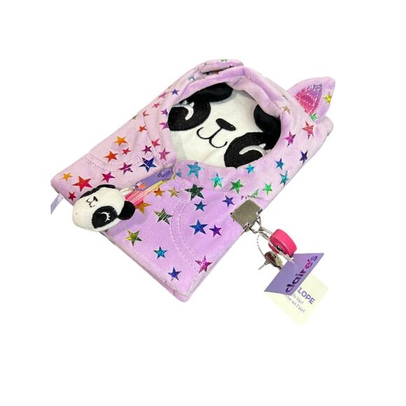 Claires New Plush Lined Journal Diary Locking Penelope Hoods Up 8 x 6 Inch - Picture 2 of 6